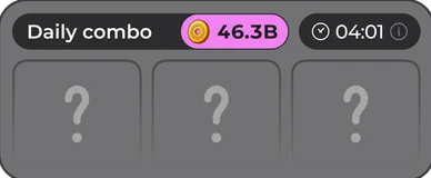 Daily combo widget with a 46.3B reward, a countdown and three hidden cards.