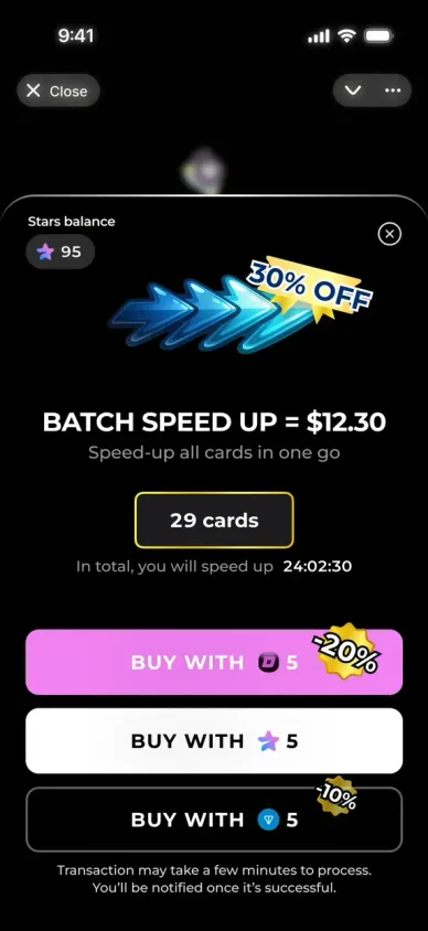 Batch Speed Up checkout with the three payment buttons stacked.